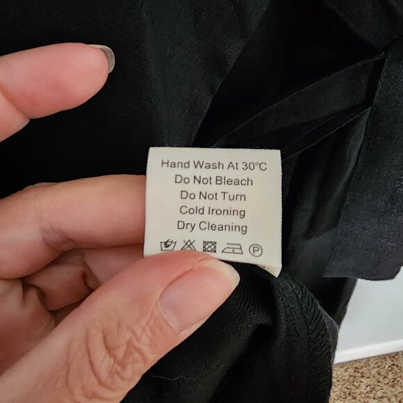 LUXMII Safari Black Wrap Linen Dress Size Medium Sustainably and Ethically Made - Picture 11 of 11